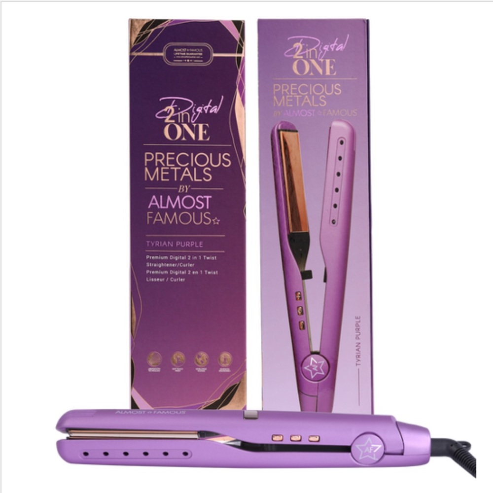 Digital 2inONE Twist Flat Iron with Rose Gold Titanium Plates - Tyrian Purple